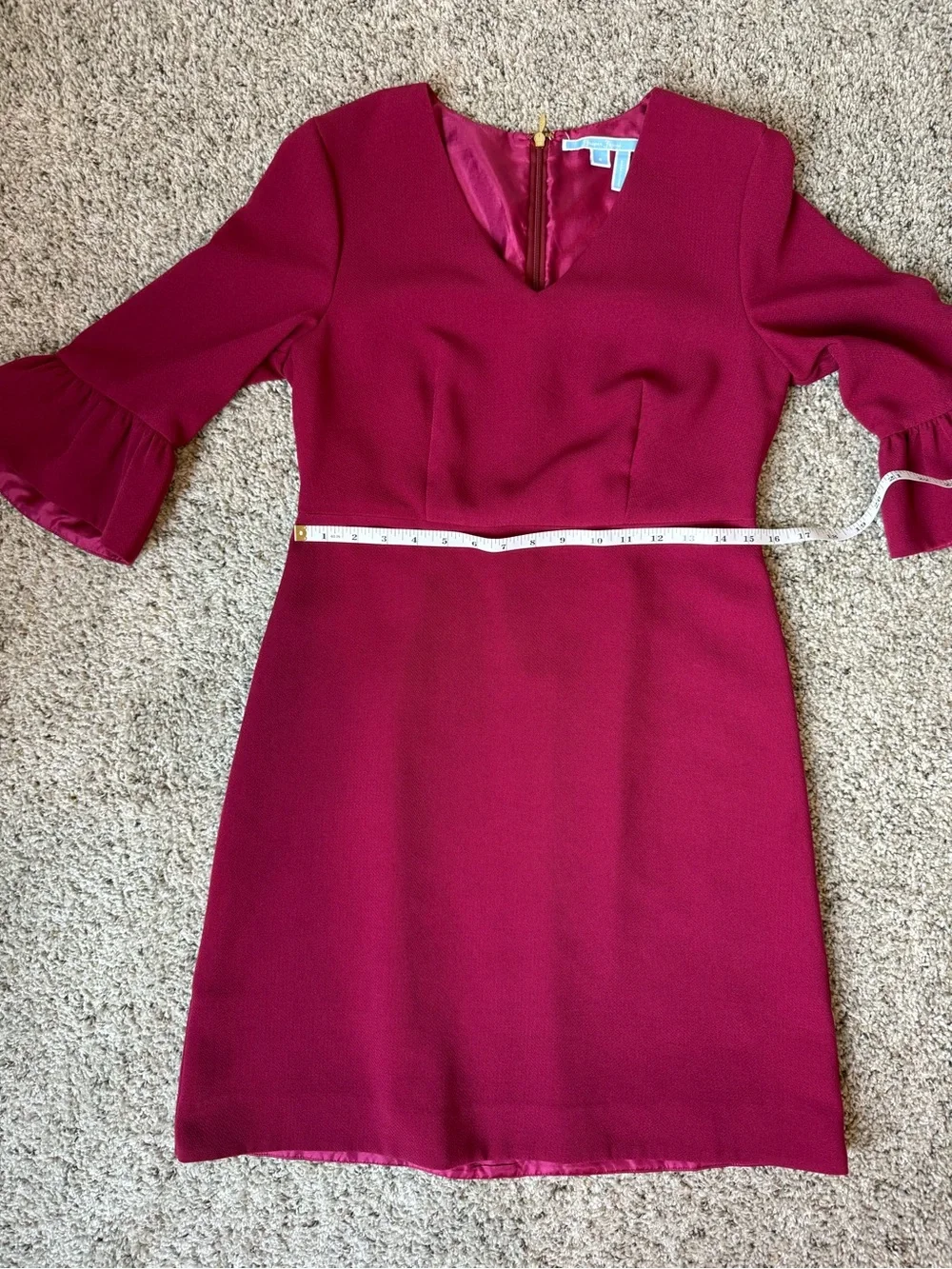 Draper James Raspberry V-Neck Ruffle Sleeve Dress - Picture 9 of 12